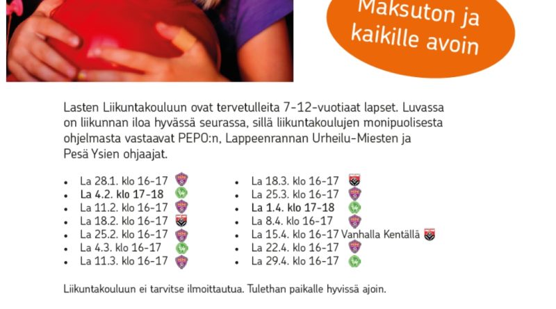 Maksuton OP Etelä-Karjala Liikuntakoulu 7-12 vuotiaille jatkuu la 18.3.2023 klo 16.00 Visma Areenalla